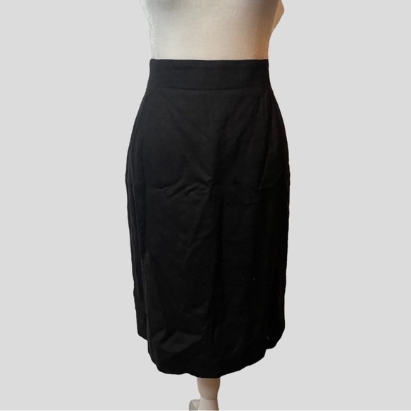 Vintage Jones New York 8 Linen Blend Pencil Skirt Black High Waist Knee Length - Picture 1 of 7